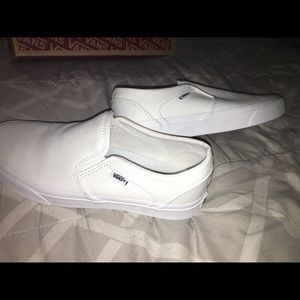 True white slip on vans
